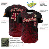 Custom Black Crimson-Cream 3D Pattern Design Abstract Fragment Splatter Authentic Baseball Jersey