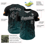 Custom Black Midnight Green-White 3D Pattern Design Abstract Fragment Splatter Authentic Baseball Jersey