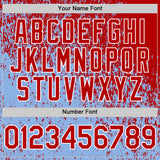 Custom Red Light Blue-White 3D Pattern Design Abstract Fragment Splatter Authentic Baseball Jersey
