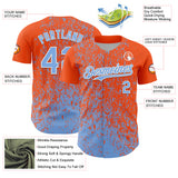 Custom Orange Light Blue-White 3D Pattern Design Abstract Fragment Splatter Authentic Baseball Jersey