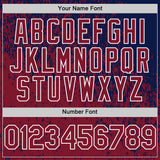 Custom Navy Crimson-White 3D Pattern Design Abstract Fragment Splatter Authentic Baseball Jersey
