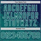 Custom Navy Teal-White 3D Pattern Design Abstract Fragment Splatter Authentic Baseball Jersey
