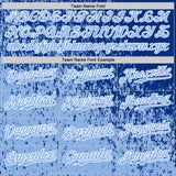 Custom Royal Light Blue-White 3D Pattern Design Abstract Fragment Splatter Authentic Baseball Jersey