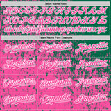 Custom Kelly Green Pink-White 3D Pattern Design Abstract Fragment Splatter Authentic Baseball Jersey