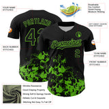 Custom Black Grass Green Splatter Authentic Baseball Jersey