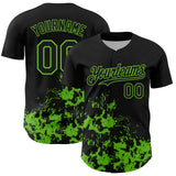 Custom Black Grass Green Splatter Authentic Baseball Jersey