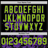Custom Black Neon Green-Purple Splatter Authentic Baseball Jersey