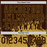 Custom Brown Old Gold Abstract Splatter Grunge Authentic Baseball Jersey