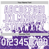 Custom White Purple Abstract Splatter Grunge Authentic Baseball Jersey