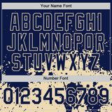 Custom Navy Cream Abstract Splatter Grunge Authentic Baseball Jersey