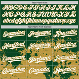 Custom Green White-Old Gold Abstract Splatter Grunge Authentic Baseball Jersey