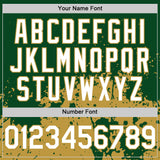Custom Green White-Old Gold Abstract Splatter Grunge Authentic Baseball Jersey