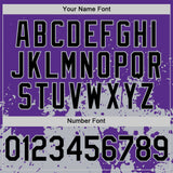 Custom Purple Black-Gray Abstract Splatter Grunge Authentic Baseball Jersey
