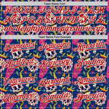 Custom US Navy Blue Red-White Sugar Skull Day of the Dead Mexican Folk Art Authentic Baseball Jersey