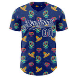 Custom Royal White Sugar Skull Day of the Dead Mexican Folk Art Authentic Baseball Jersey