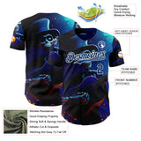 Custom Black US Navy Blue-White Sugar Skull Day of the Dead Mexican Folk Art Authentic Baseball Jersey