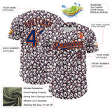 Custom White US Navy Blue-Orange Sugar Skull Day of the Dead Mexican Folk Art Authentic Baseball Jersey