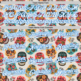Custom Cream White-Electric Blue Sugar Skull Day of the Dead Mexican Folk Art Authentic Baseball Jersey