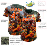 Custom Black Orange-White Sugar Skull Day of the Dead Mexican Folk Art Authentic Baseball Jersey