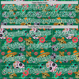 Custom Kelly Green White Sugar Skull Day of the Dead Mexican Folk Art Authentic Baseball Jersey