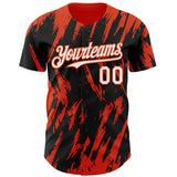 Custom Black White-Orange 3D Pattern Design Splatter Torn Sharp Brush Stroke Authentic Baseball Jersey