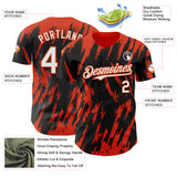 Custom Black White-Orange 3D Pattern Design Splatter Torn Sharp Brush Stroke Authentic Baseball Jersey