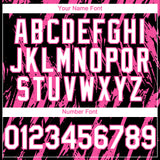Custom Black White-Pink 3D Pattern Design Splatter Torn Sharp Brush Stroke Authentic Baseball Jersey