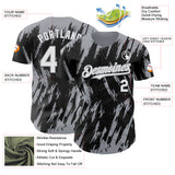 Custom Black White-Gray 3D Pattern Design Splatter Torn Sharp Brush Stroke Authentic Baseball Jersey