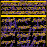Custom Black Purple-Yellow 3D Pattern Design Splatter Torn Sharp Brush Stroke Authentic Baseball Jersey