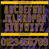 Custom Black Purple-Yellow 3D Pattern Design Splatter Torn Sharp Brush Stroke Authentic Baseball Jersey