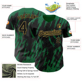 Custom Black Old Gold-Kelly Green 3D Pattern Design Splatter Torn Sharp Brush Stroke Authentic Baseball Jersey