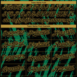 Custom Black Old Gold-Kelly Green 3D Pattern Design Splatter Torn Sharp Brush Stroke Authentic Baseball Jersey