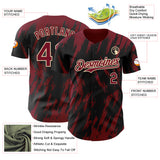 Custom Black Crimson-Cream 3D Pattern Design Splatter Torn Sharp Brush Stroke Authentic Baseball Jersey