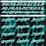 Custom Black White-Teal 3D Pattern Design Splatter Torn Sharp Brush Stroke Authentic Baseball Jersey