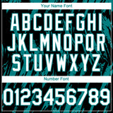 Custom Black White-Teal 3D Pattern Design Splatter Torn Sharp Brush Stroke Authentic Baseball Jersey