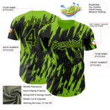 Custom Black Neon Green 3D Pattern Design Splatter Torn Sharp Brush Stroke Authentic Baseball Jersey