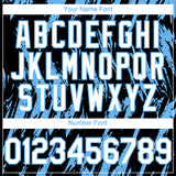 Custom Black White-Sky Blue 3D Pattern Design Splatter Torn Sharp Brush Stroke Authentic Baseball Jersey