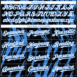 Custom Black White-Powder Blue 3D Pattern Design Splatter Torn Sharp Brush Stroke Authentic Baseball Jersey