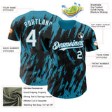 Custom Black White-Panther Blue 3D Pattern Design Splatter Torn Sharp Brush Stroke Authentic Baseball Jersey