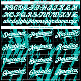 Custom Black White-Aqua 3D Pattern Design Splatter Torn Sharp Brush Stroke Authentic Baseball Jersey