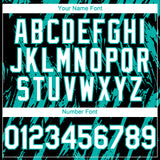Custom Black White-Aqua 3D Pattern Design Splatter Torn Sharp Brush Stroke Authentic Baseball Jersey
