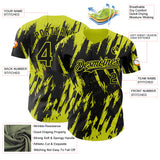 Custom Black Neon Yellow 3D Pattern Design Splatter Torn Sharp Brush Stroke Authentic Baseball Jersey