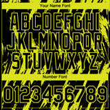 Custom Black Neon Yellow 3D Pattern Design Splatter Torn Sharp Brush Stroke Authentic Baseball Jersey