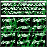 Custom Black White-Grass Green 3D Pattern Design Splatter Torn Sharp Brush Stroke Authentic Baseball Jersey