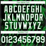 Custom Black White-Grass Green 3D Pattern Design Splatter Torn Sharp Brush Stroke Authentic Baseball Jersey