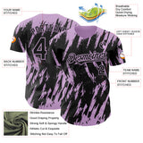 Custom Black Light Purple 3D Pattern Design Splatter Torn Sharp Brush Stroke Authentic Baseball Jersey