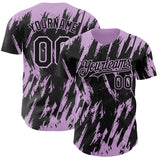 Custom Black Light Purple 3D Pattern Design Splatter Torn Sharp Brush Stroke Authentic Baseball Jersey