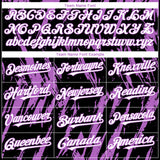 Custom Black White-Medium Purple 3D Pattern Design Splatter Torn Sharp Brush Stroke Authentic Baseball Jersey
