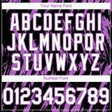 Custom Black White-Medium Purple 3D Pattern Design Splatter Torn Sharp Brush Stroke Authentic Baseball Jersey