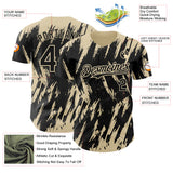 Custom Black Cream 3D Pattern Design Splatter Torn Sharp Brush Stroke Authentic Baseball Jersey